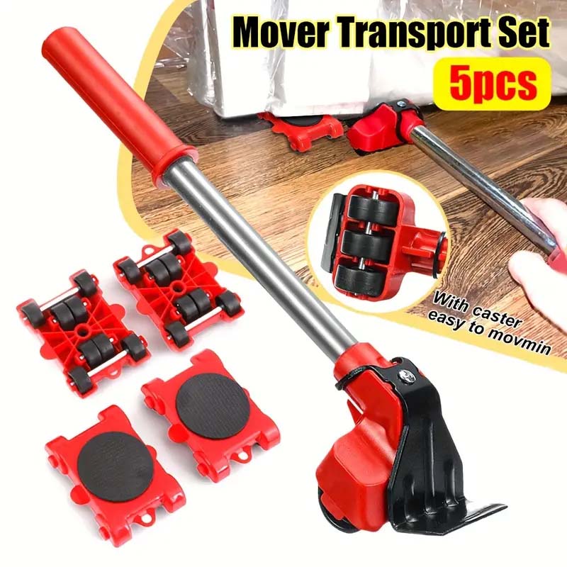 "5-in-1 Heavy Furniture Moving Tool Set – Lifter, Sliders, and Rolling Wheels for Easy Lifting and Shifting"