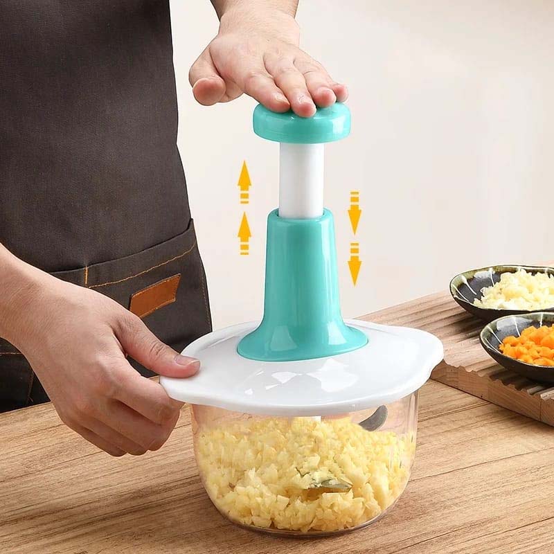 Manual Hand Push Chopper | 1.5L Multi-Functional Grinder & Grater (Random Color)