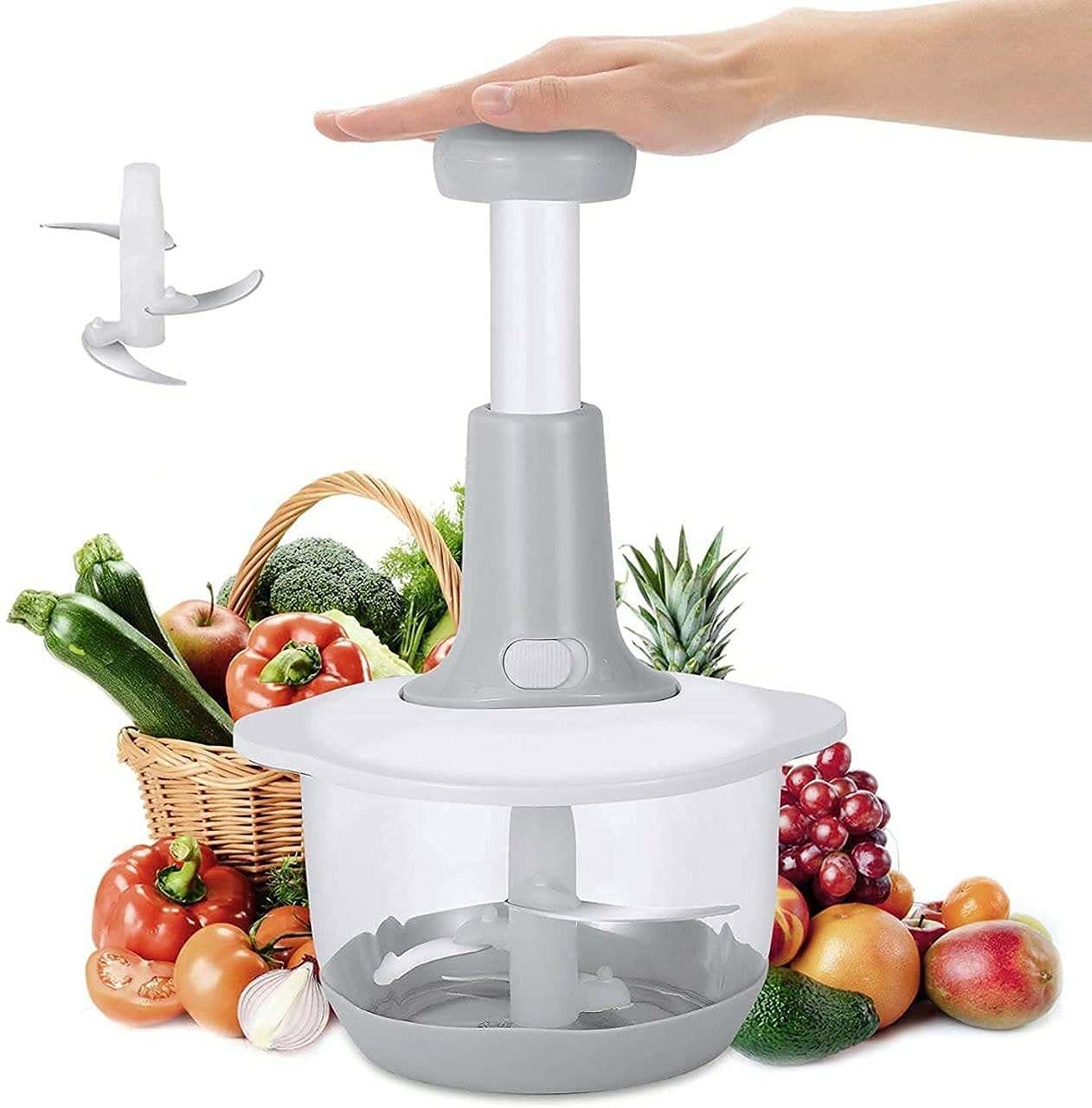 Manual Hand Push Chopper | 1.5L Multi-Functional Grinder & Grater (Random Color)